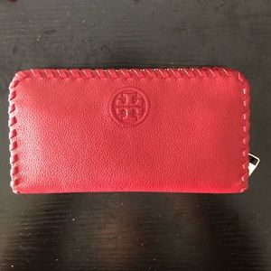 Tory Burch Zipper Wallet - Red and Gold Hardware